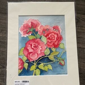 Floral Watercolor Painting with Pink Roses